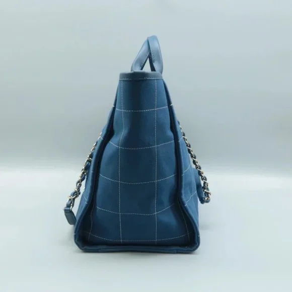 100% Authentic CHANEL Lady First Blue W/P Cloth Tote Bag - Picture 3 of 12